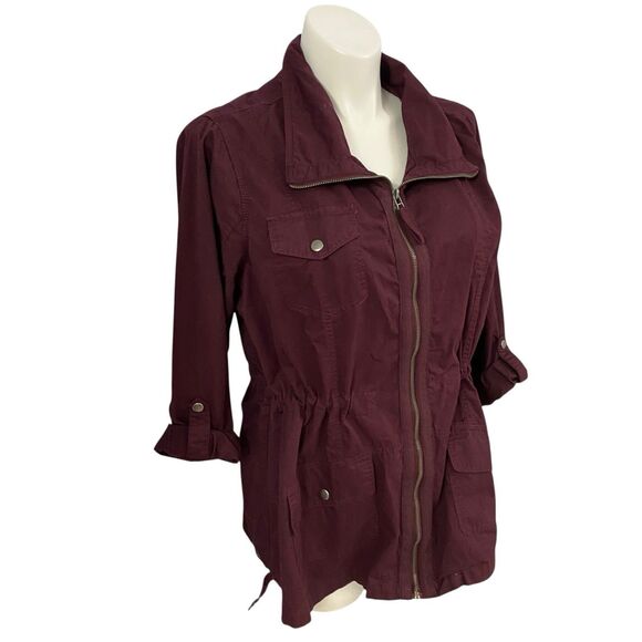 Ashley Anorak Jacket Womens 1x Burgundy Wine Red GORP Nature Nautical Utility - Picture 4 of 13